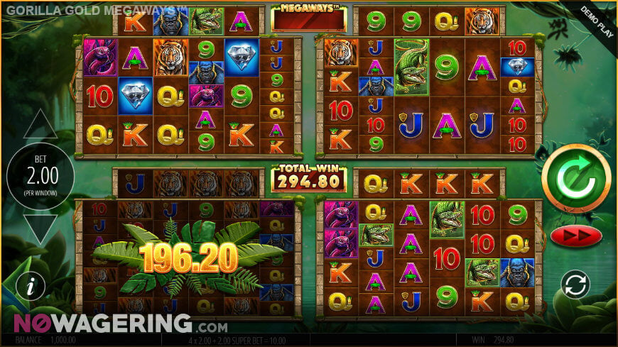A screenshot of Gorilla Gold Megaways gameplay