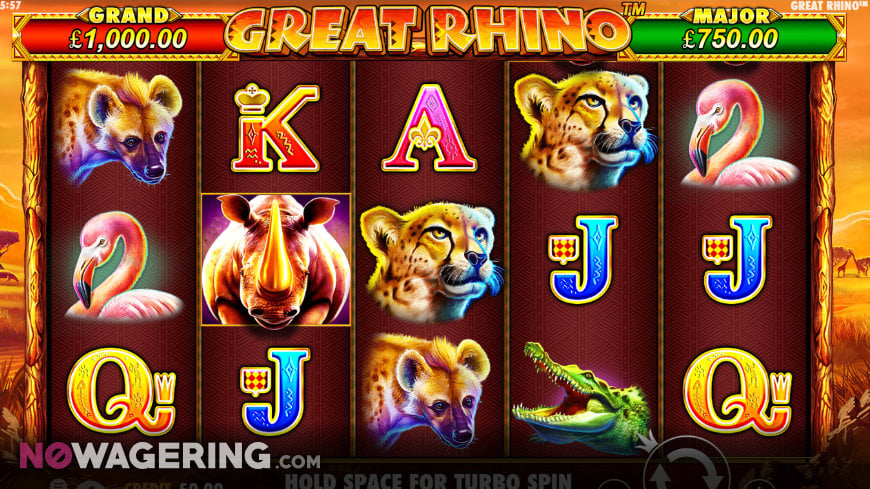 A gameplay screenshot of Great Rhino slot