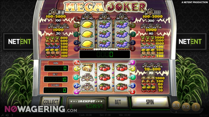 A gameplay screenshot of Mega Joker slot by Netent