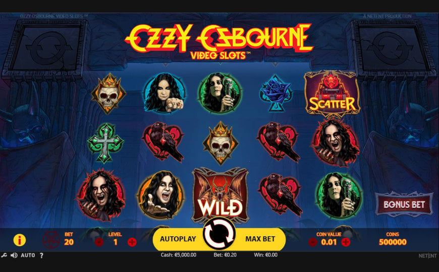 Gameplay screenshot of Ozzy Osbourne Video Slots