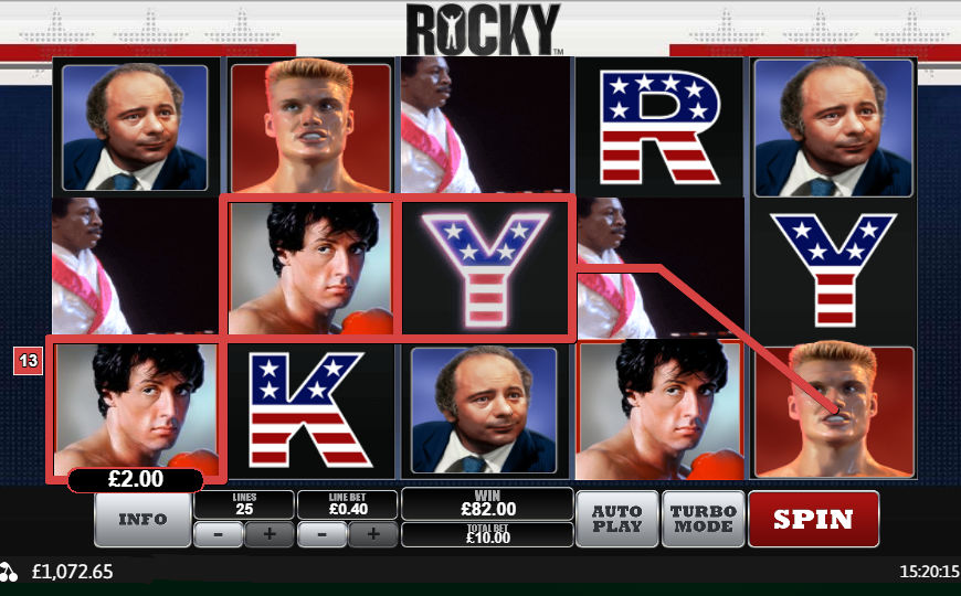 A screenshot of Rocky slot