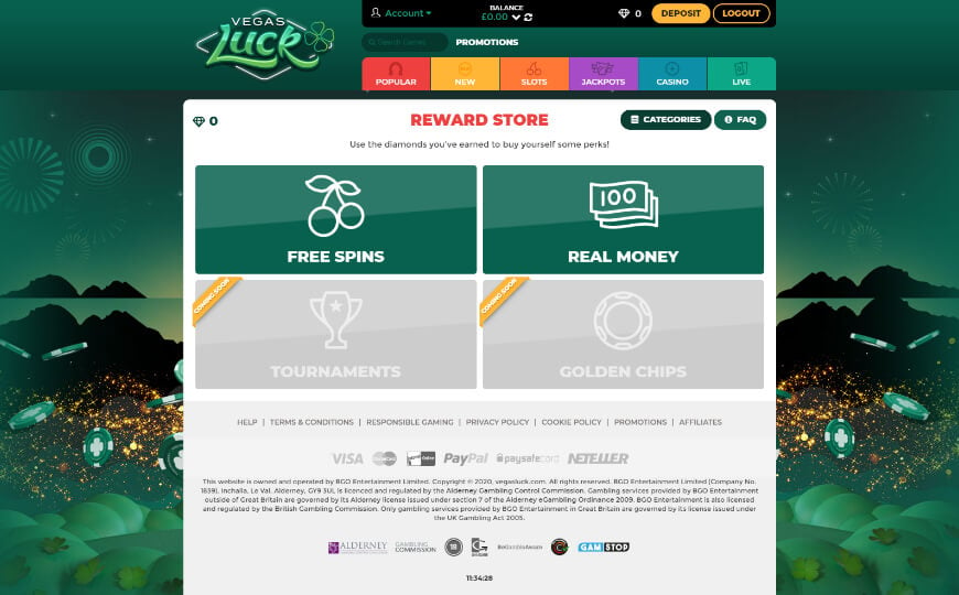 Vegas Luck casino reward store