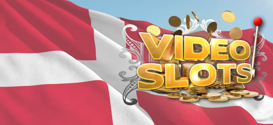 Videoslots logo over Danish flag