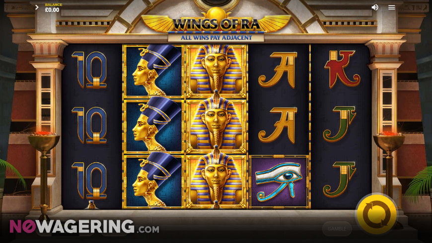 Gameplay screenshot of Wings of Ra slot