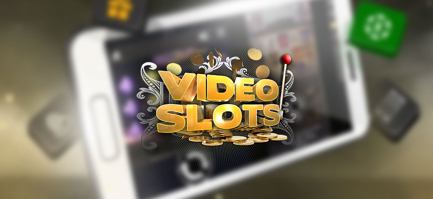 Videoslots logo over a tablet