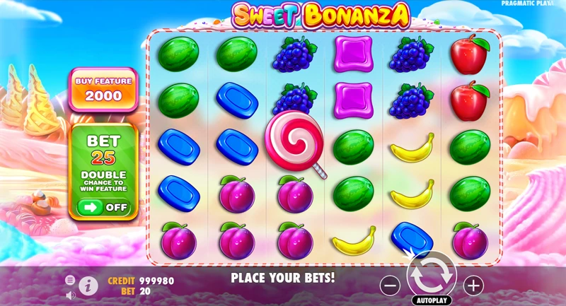 A screenshot of Sweet Bonanza gameplay