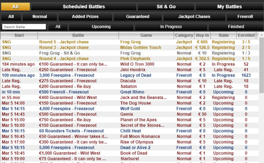 Videoslots Battle of Slots