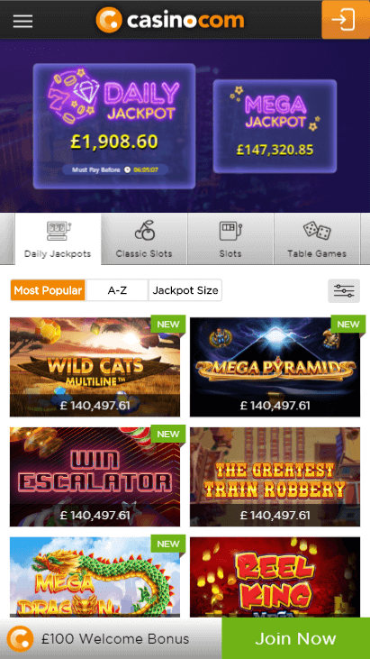 Casino.com Mobile Screenshot 2