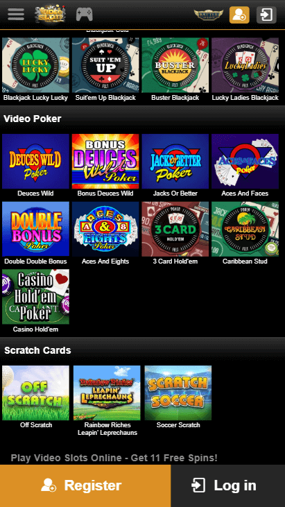 Videoslots Mobile Video Poker & Scratchcards