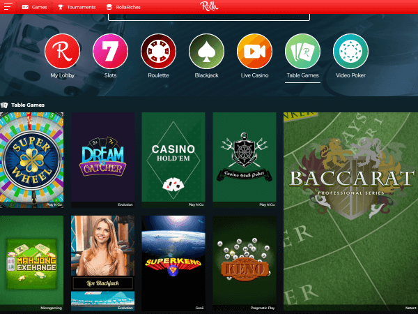 Rolla Casino Desktop Table Games