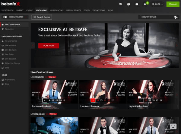 Betsafe Desktop - Live Casino