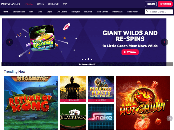 Party Casino Desktop - Homepage