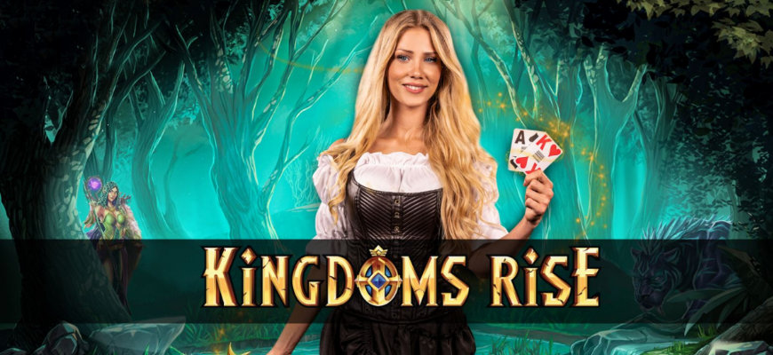 Win a share of 200,000 free spins playing Kingdoms Rise Lucky cards - Banner