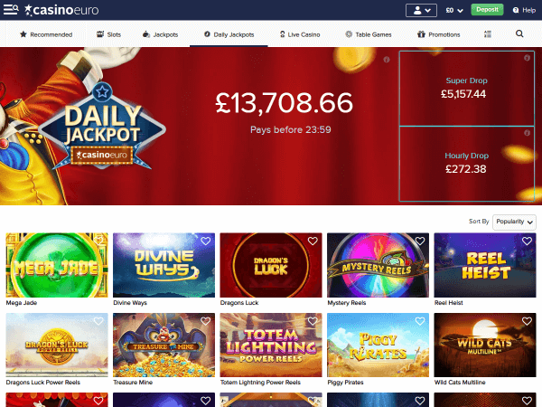 Casino Euro Desktop - Daily Jackpots