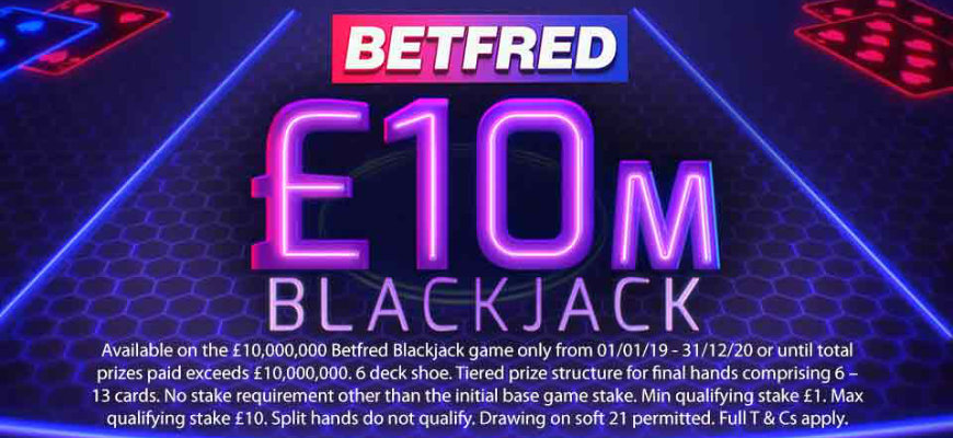 Betfred relaunches popular £10 million Blackjack promotion - Banner