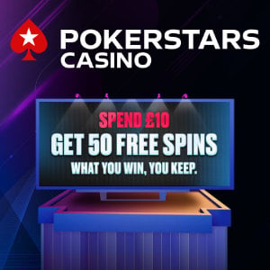 Spend £10 and get 50 wager free spins at PokerStars Casino - Thumbnail