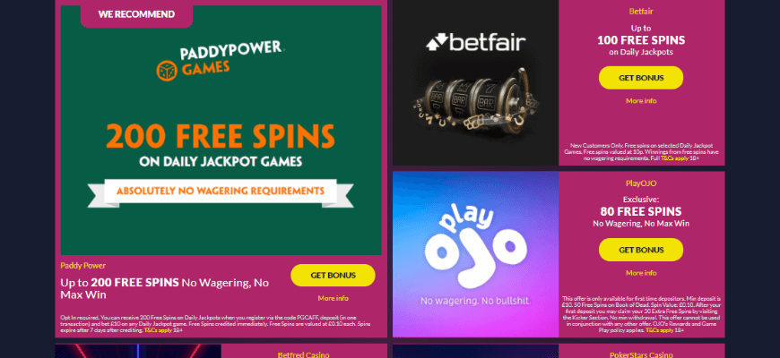 Best no wagering casino bonuses 2021 - Banner