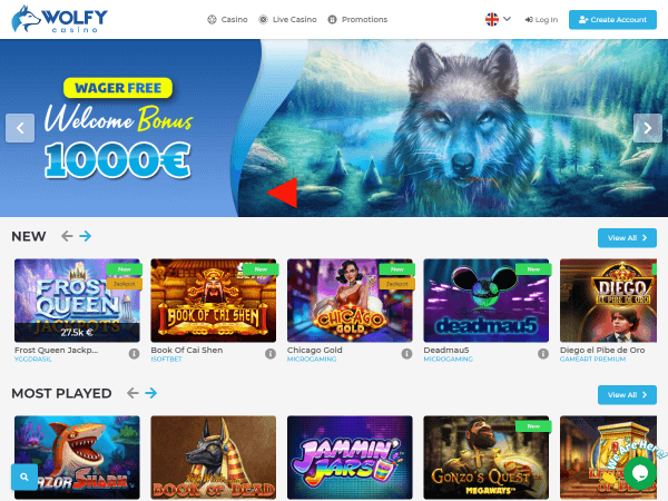 Wolfy Casino Desktop - Home