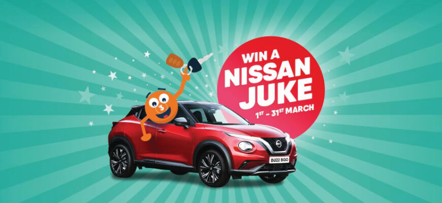 Win an £18,000 Nissan Juke playing your favourite slots at Buzz Bingo - Banner