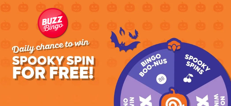 Win spooky free spins and more with Buzz Bingo's Hallowinner Spinner - Banner