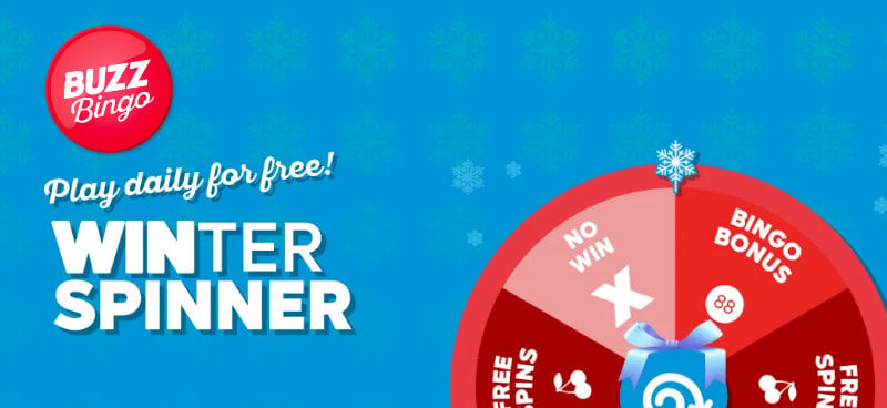 Win festive free spins and more with Buzz Bingo's WINter Spinner - Banner