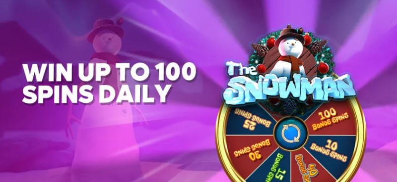 Win up to 100 spins daily with Buzz Bingo's The Snowman Spinner - Banner
