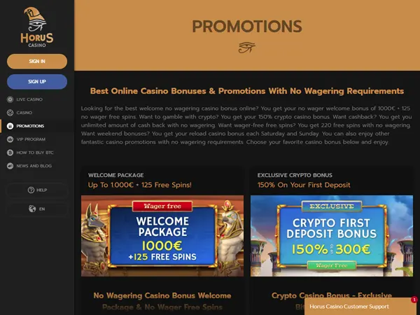 Horus Casino Desktop Screenshot 2