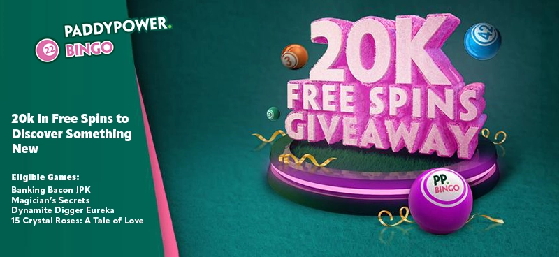 20,000 free spins up for grabs with Paddy Power Bingo - Banner