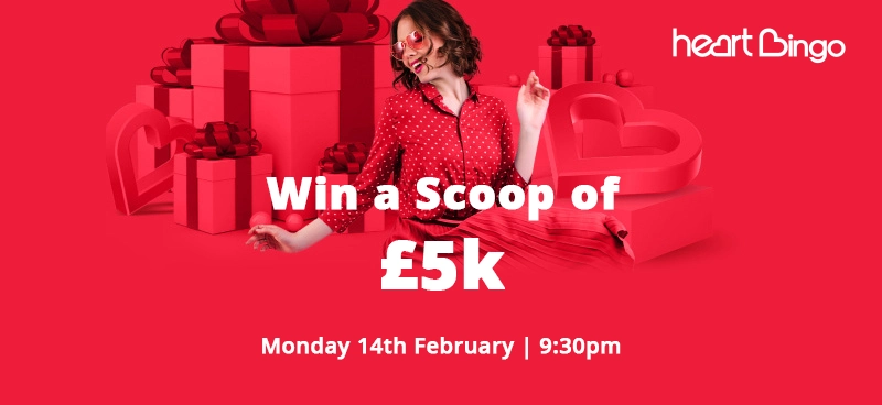Win a scoop of £5K on Heart Bingo's Sweet Valentine game - Banner