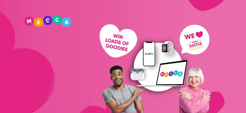 Win a variety of Apple products in Mecca Bingo's Raffle - Banner