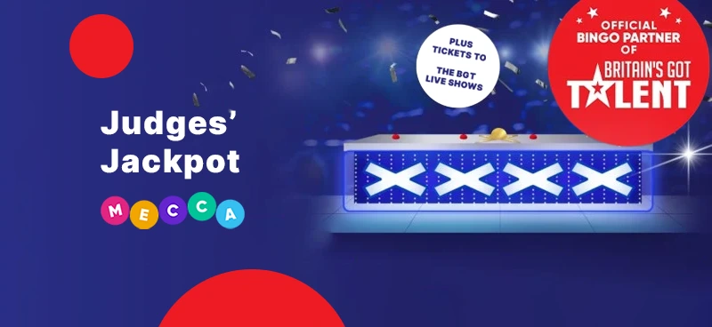 Win free prizes everyday with Mecca Bingo's Judges Jackpot: The Auditions - Banner