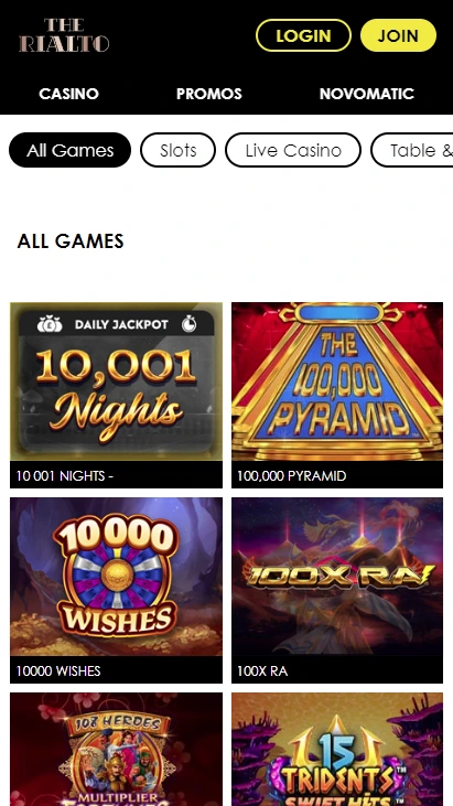 Rialto Casino Mobile Screenshot 1
