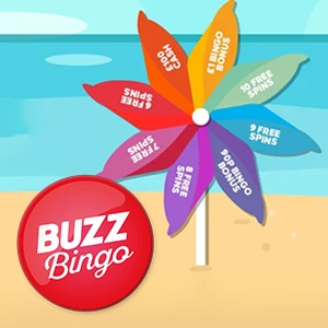 Win free spins and bingo bonuses with Buzz Bingo's Beach Pinwheel Spinner - Thumbnail