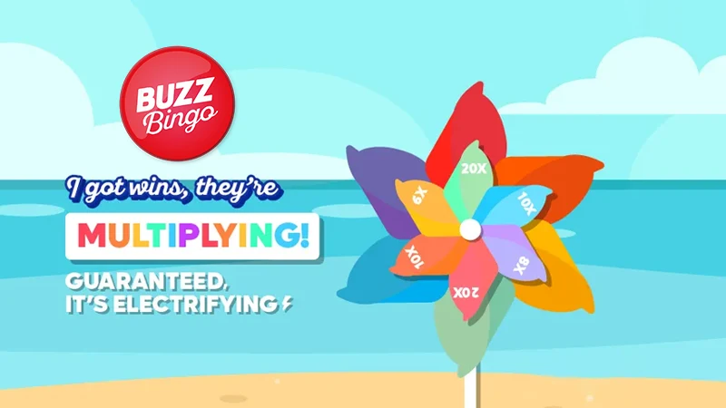 Win daily free spins on Buzz Bingo's Dizzy Pinwheel Spinner - Banner