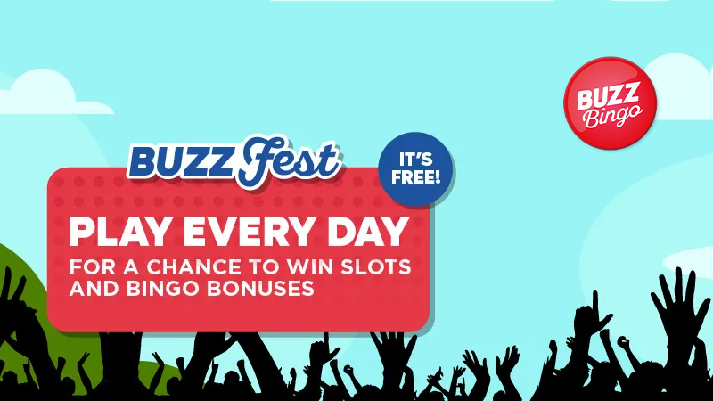 Win daily free spins and bingo bonuses with Buzz Bingo's Festival Spinner - Banner