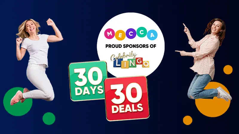 Free daily cash prizes in Mecca Bingo's Celebrity Lingo Winner Spinner - Banner