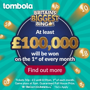 Over £100,000 will be won with Britain’s Biggest Bingo, only at tombola - Thumbnail