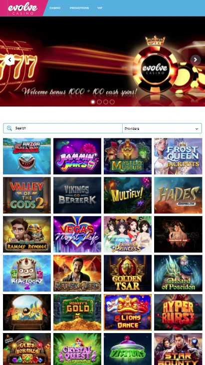 Evolve Casino Mobile Screenshot 1