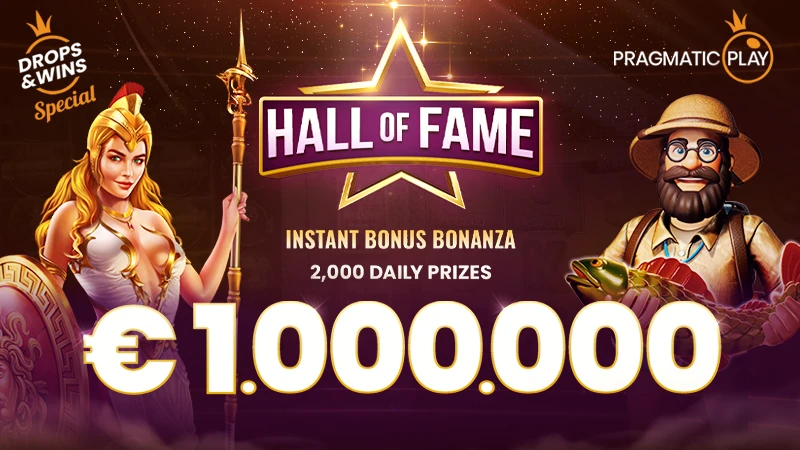 Win €1,000,000 in prizes this Feb with Drops & Wins Hall of Fame - Banner