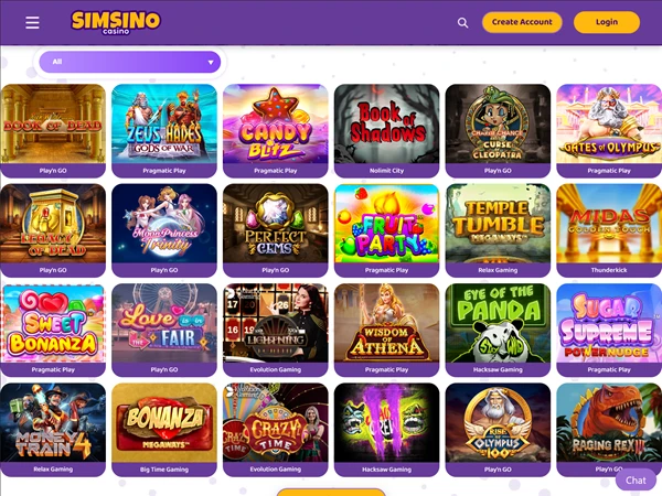 Simsino Casino Desktop Screenshot 1