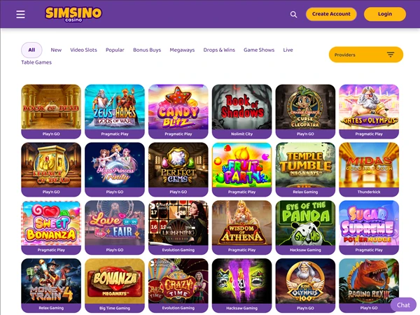 Simsino Casino Desktop Screenshot 2