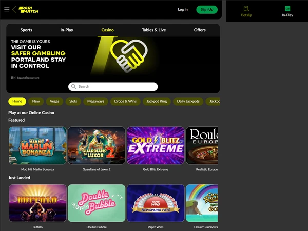 Parimatch Casino Desktop Screenshot 1