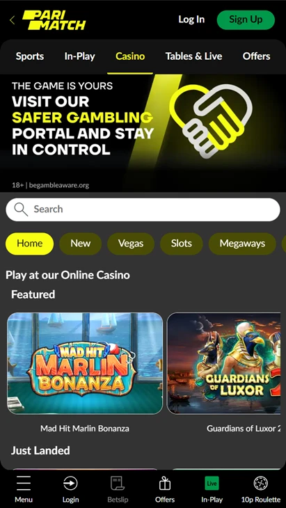 Parimatch Casino Mobile Screenshot 1