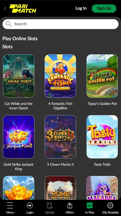 Parimatch Casino Mobile Screenshot 2