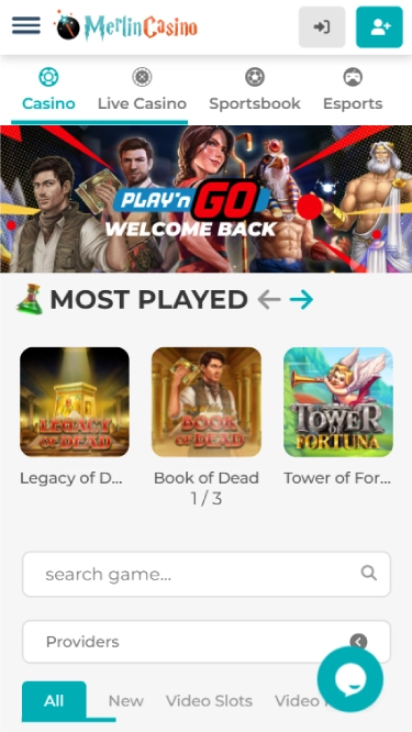 Merlin Casino Mobile Screenshot 1