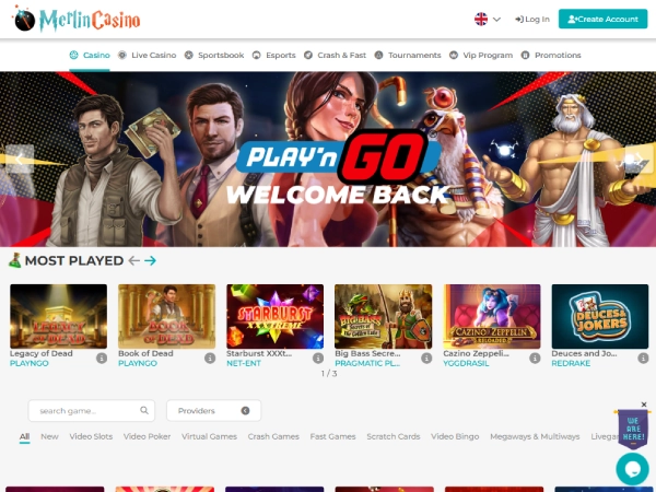 Merlin Casino Desktop Screenshot 1