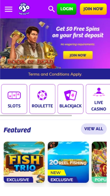 PlayOJO Mobile Screenshot 1